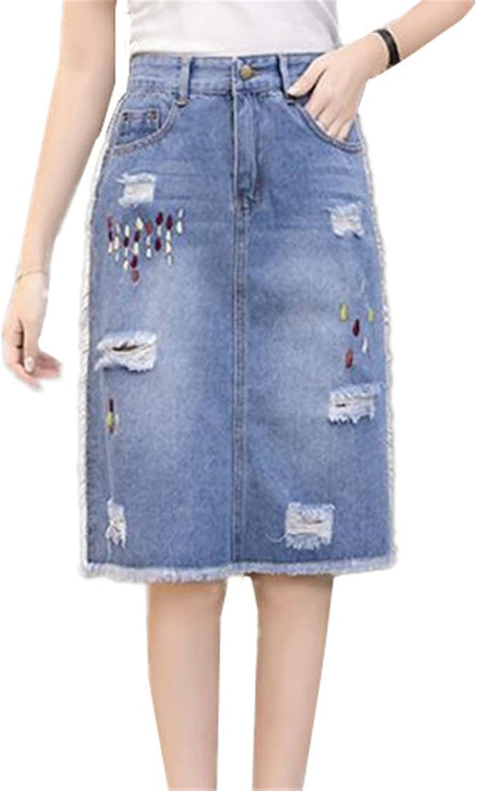 Skirt Ladies Slim Fit Short Skirt Holes Cher Denim Skirt Feast Clothing