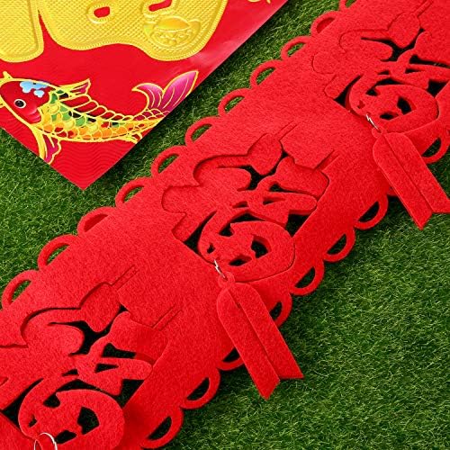 Tatuo 4 Units Chinese language New 12 months Garlands Good Luck Hanging Garlands Purple Spring Pageant Decorations for Residence Workplace Mall Decor, 2 Types, 39.4 Ft Completely