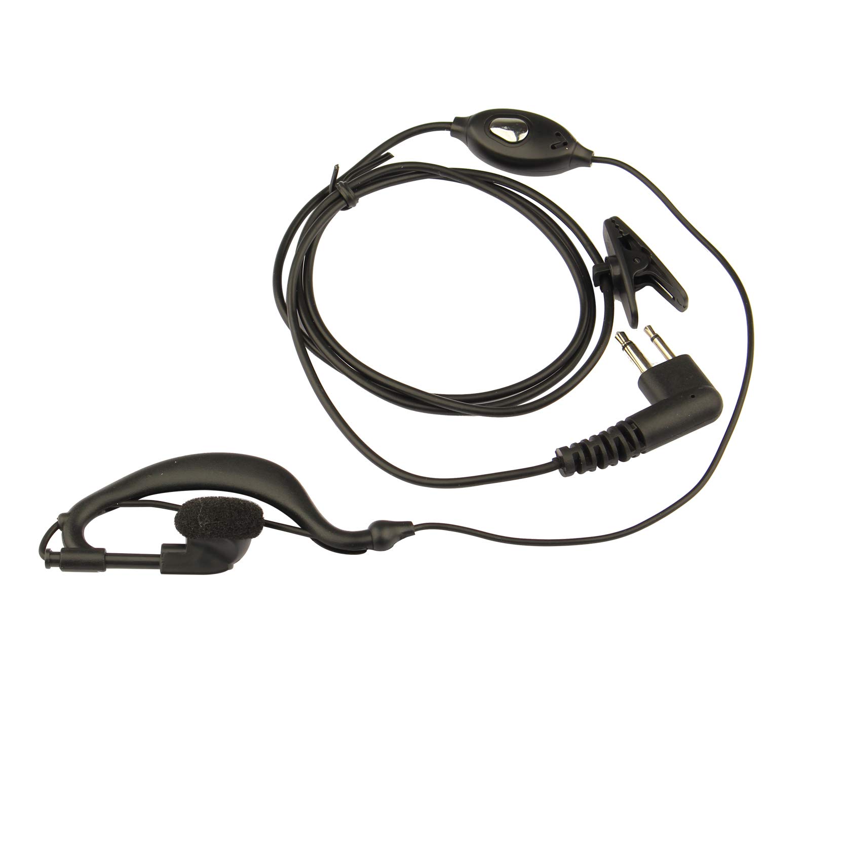 Jopto G Shape Walkie Talkie Earpiece Headset with Push To Talk Microphone G-Shape Earpiece Police Security Headset Inline PTT Mic Microphone Compatible with 2 Pin Motorola CP040 CP140 Hytera Midland