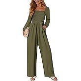 KIRUNDO Jumpsuits for Women Dressy Casual One Piece Long Sleeve Wide Leg Long Pant Rompers With Pockets 2025 Fall Outfits