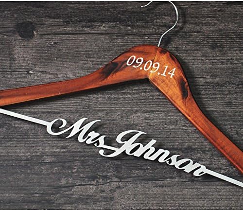 Custom Wedding Hanger with Date, Personalized Bridal Hanger, Custom Wooden Wedding Hanger, Personalized Rustic Wedding Dress Hanger