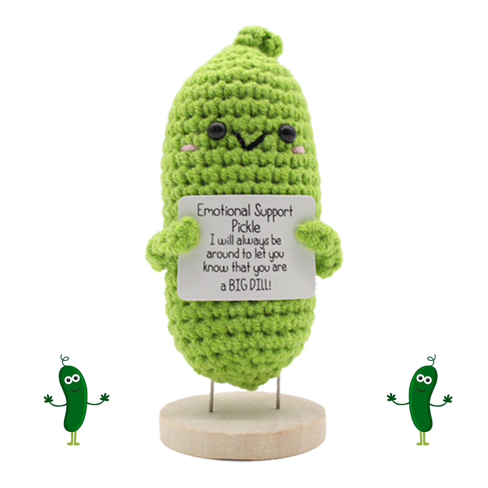 JDBlissful Funny Positive Pickle Doll Mini Funny Positive Pineapple Cucumber Positive Crochet Cute Knitted Gift for Kids Classmates Family Girlfriends (Crochet Cucumber【3】)