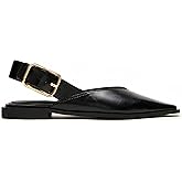 ETHSIETA Slingback Flat Shoes for Women Pointed Closed Toe Flat Mule Sandals Casual Comfortable Office Dressy Shoes