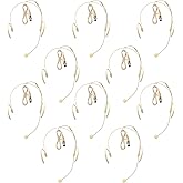10 Pack Professional Headset/Headworn Microphone Omni-Directional Hanging Condenser Over-Ear TA4F Mini XLR Mic for Shure Hands-Free Microphone with Windscreen,Beige Low Profile Light-Weight