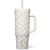 Corkcicle Cruiser - Insulated Tumbler with Handle - Keeps Drinks Cold 20 Hours - Spill-Proof Dual Lid - Triple-Insulated - Summer Drinkware Gift - Keeps Drinks Ice Cold - 40 oz - Wavy Checkerboard