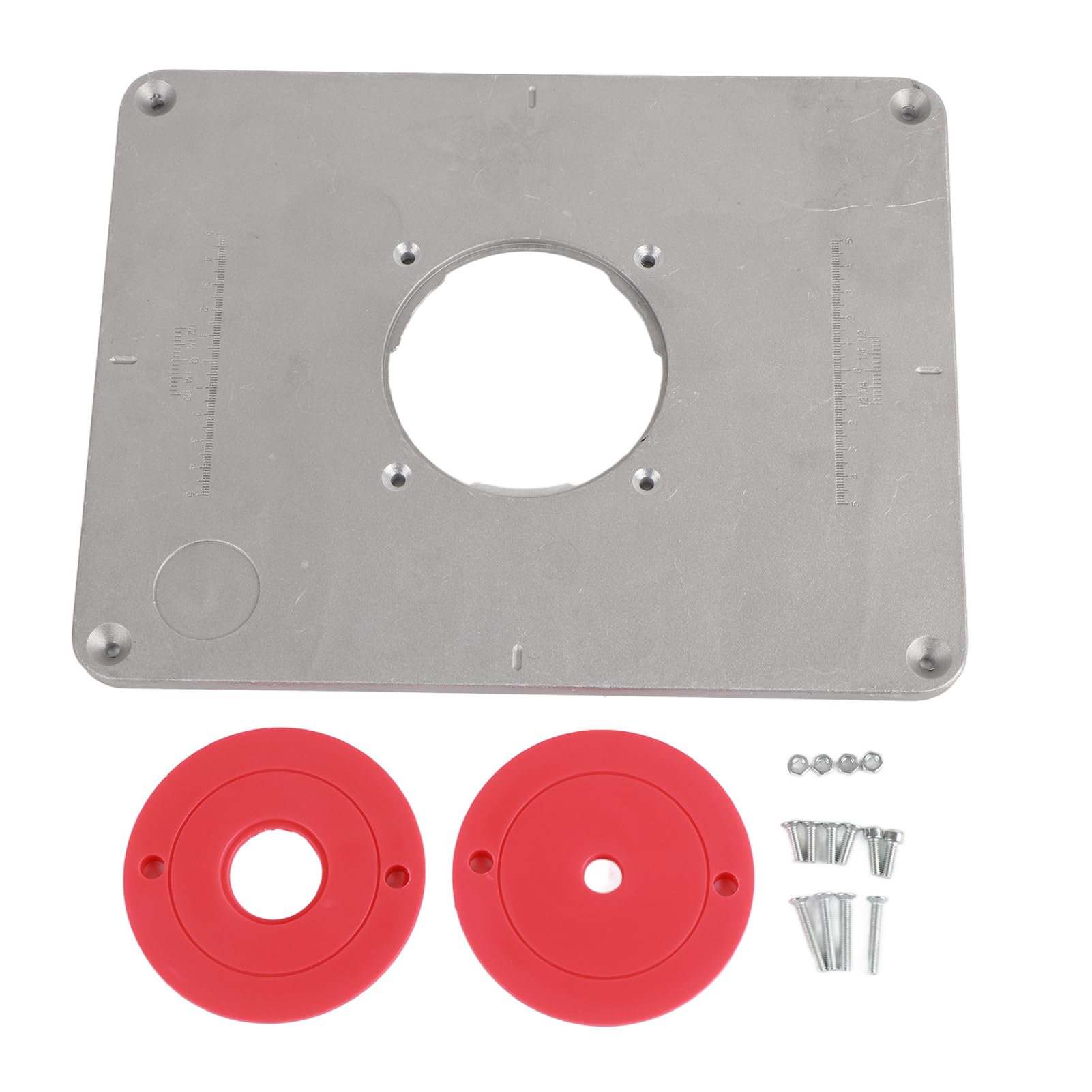 Router Table Insert Plate, Universal Aluminum Woodworking DIY Router Table Insert Plate Table Insert Ring Woodworking Benches Router Table Plate, 300 x 235 x 9.5mm