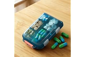 Travel Pill Organizer Box for Travel 10 Compartments Pill Holder Box Portable Medicine Container Case for Family Friends Dail