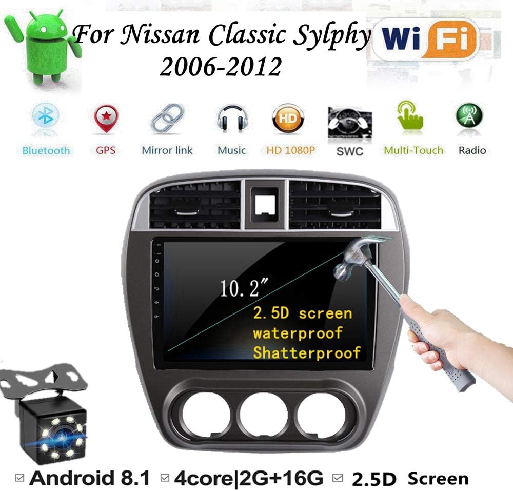 10.2" for Nissan Sentra Pulsar Android 8.1 (2+16) G HD Navigation Car Radio DVD Stereo Player GPS NAVI