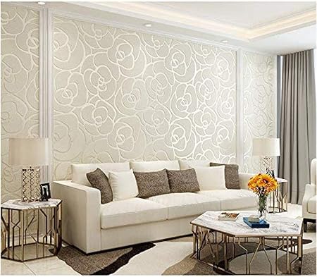 Fslucky Relief Geometric Rose Non Woven Wallpaper Living Room