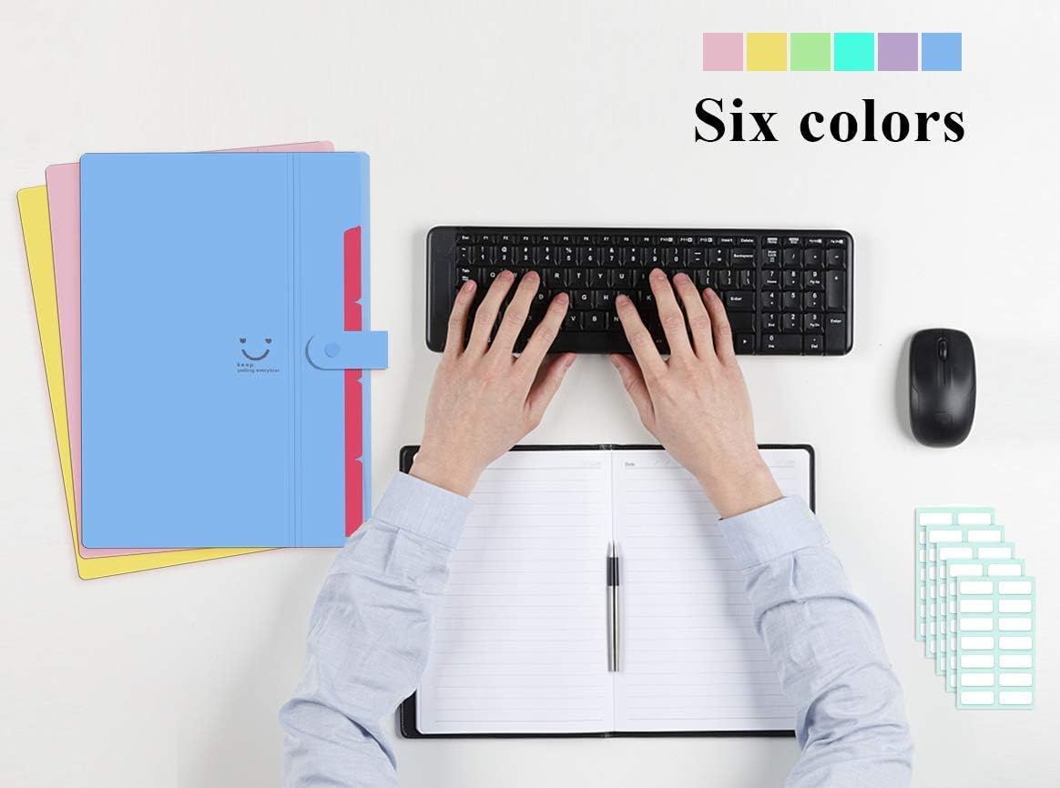 Dproptel 6 Pack Plastic Expanding File Folder A4 Letter Size Accordion ...