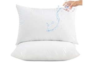 Hitime Queen Size Waterproof Pillow Protector, 2Pack White,Breathable Pillow Cover, Cooling Pillow Case Protector with Zipper
