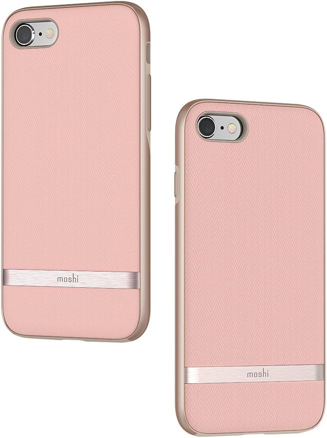 Moshi Vesta for iPhone SE 2020/8/ 7, Protective Fabric Case, Military-Grade Drop Tested, Resists Dirt and Scratches, Wireless Charging Compatible, Blossom Pink