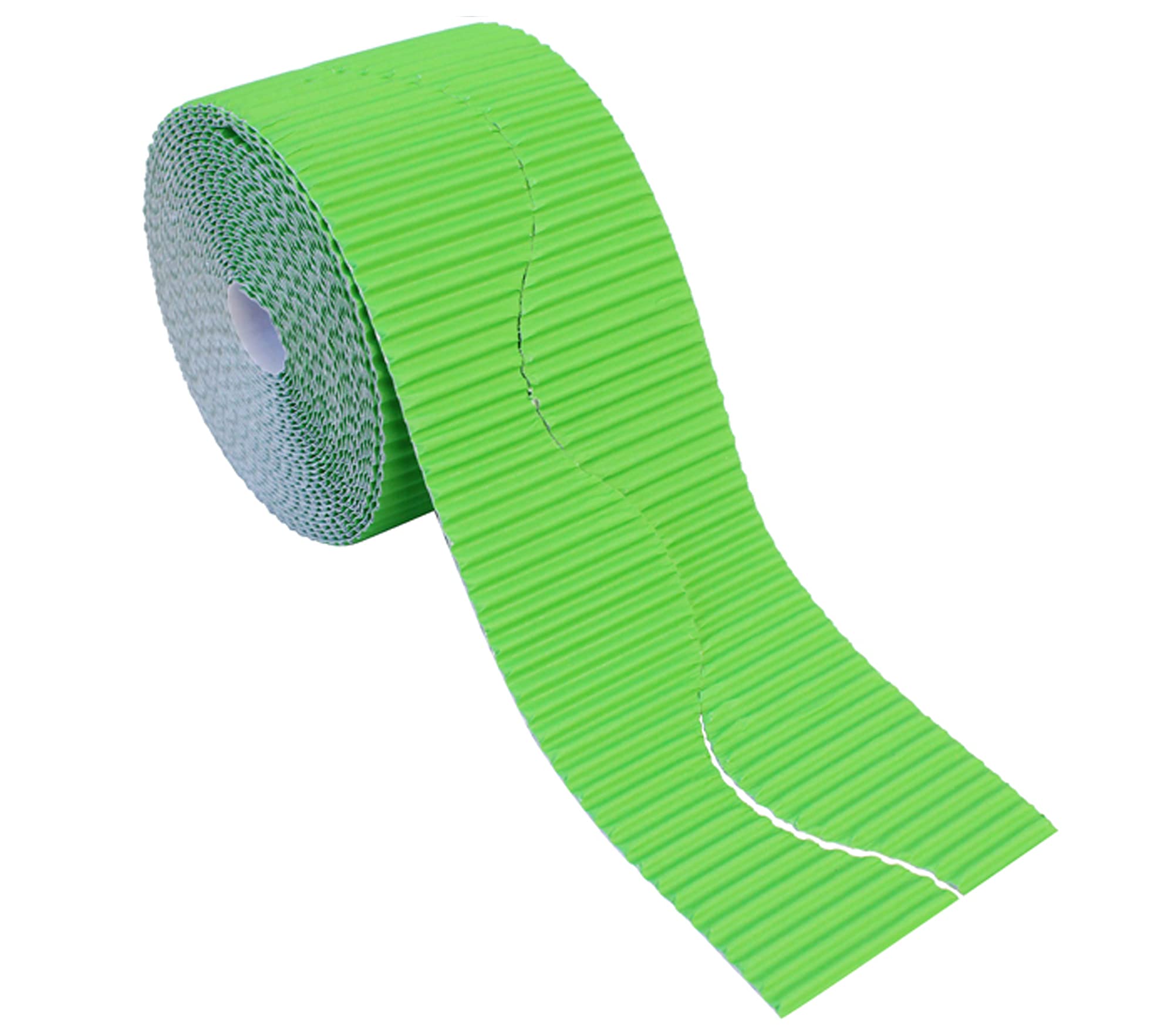Bright Ideas Corrugated Border Roll for School Displays, Apple Green, 57mm x 7.5m (15m When Split), BI7897