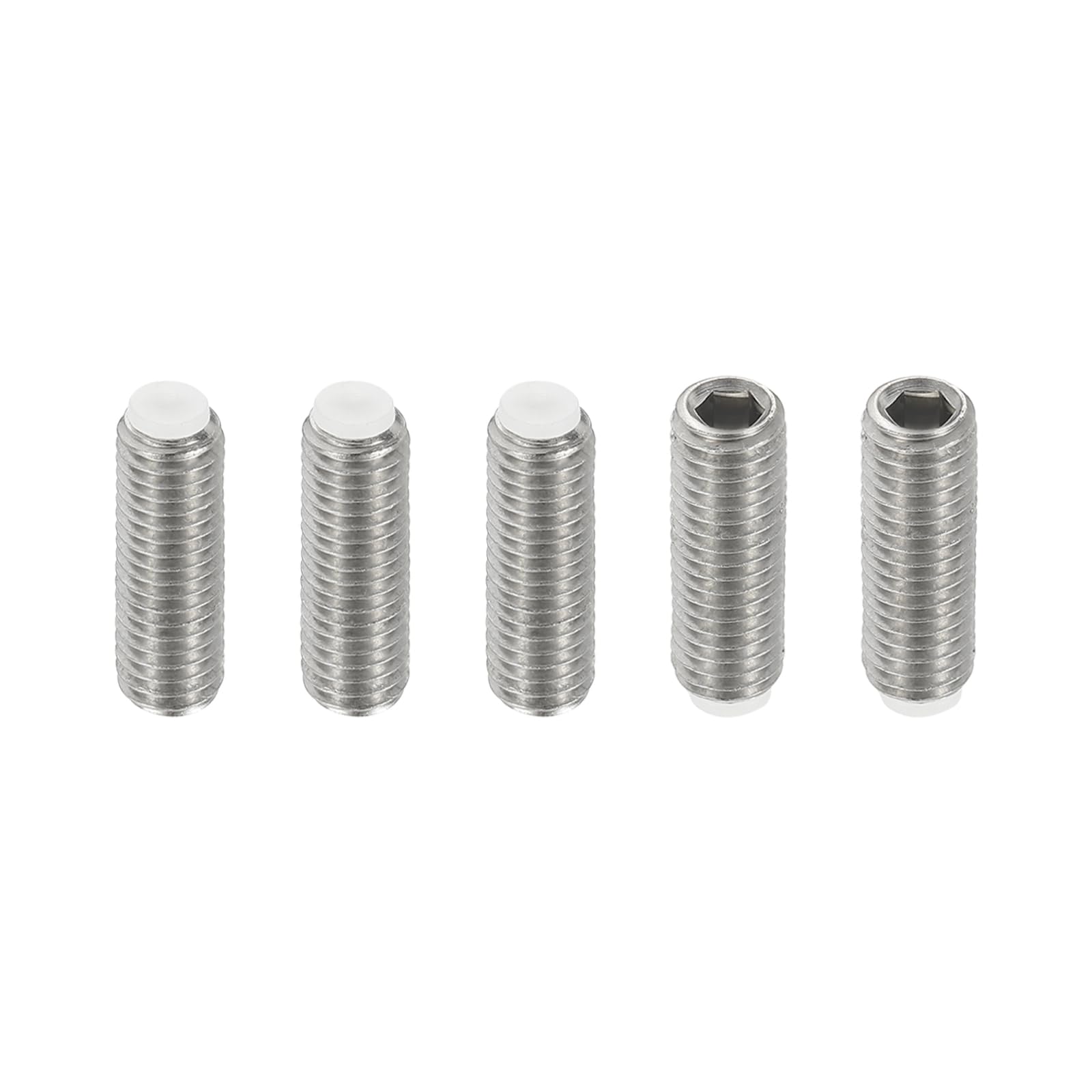 PATIKIL M10x30mm Nylon Tip Grub Screw, 5pcs 304 Stainless Steel Metric Hex Socket Head Cup Point Anti Slip Set Screws Internal Hex Drive Hardware — image 1