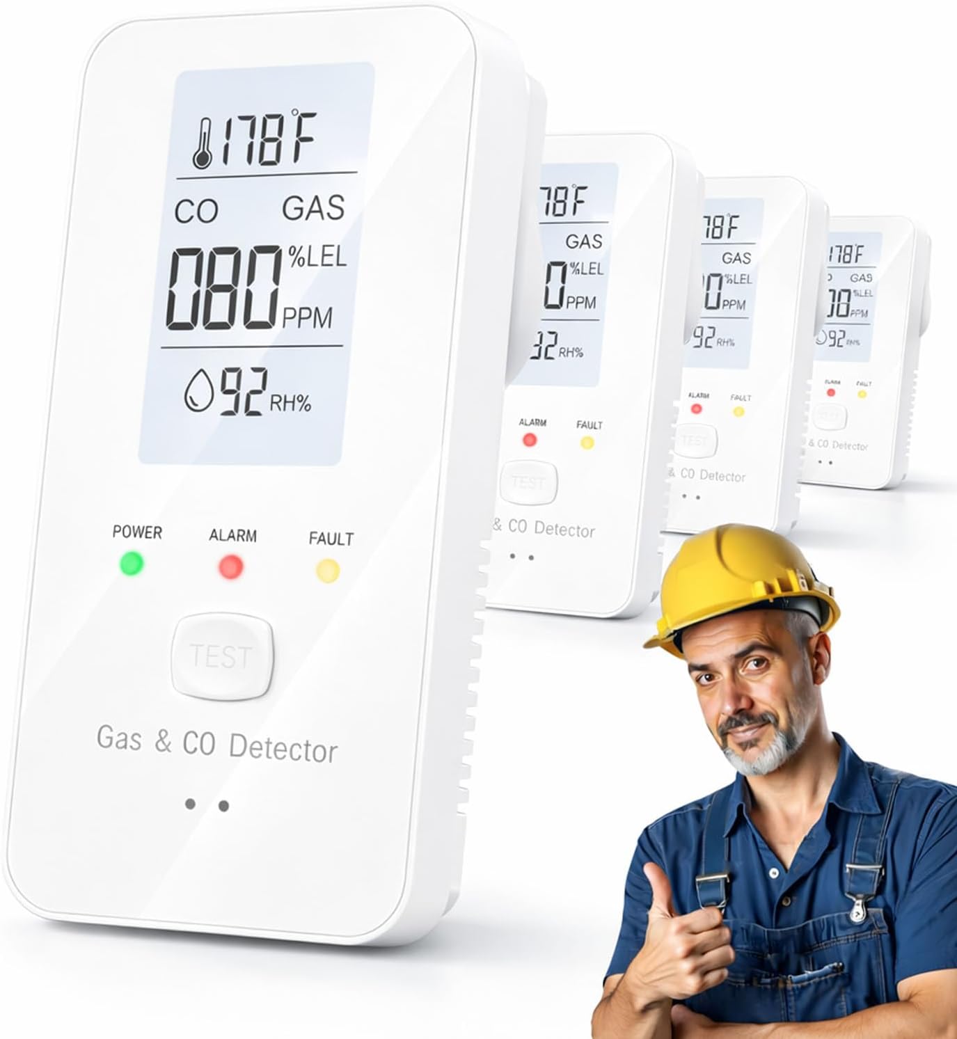 2026 New Steadfast Haven Pro Detector,4-in-1 Plug in Detector with HD Digital Display, for Home, Kitchens, Hotel (4*White)