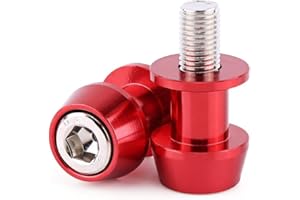 ARAMOX Swing Arm Stand Screw, 8/10mm Motorcycle CNC Aluminium Alloy Swing Arm Spool Sliders Protector Stand Swingarm Bobbins (8mm-Red)