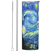 Mount Hour Starry Stainless Steel Insulated Tumbler 20 OZ, Sky Style Coffee Mug Cup with Splash-Proof Lid and Straw for Men Women Lovers Gifts