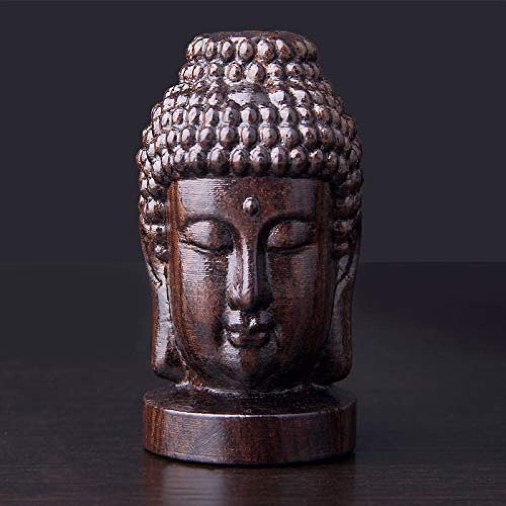 JXZIARON Decoration Desktop Figurine Statue Statuette Sculptures Buddha Carved Buddha Statue Wooden Sakyamuni Tathagata Figurine Mahogany Buddha Head Statue Crafts Home Decorative Ornament 6Cm