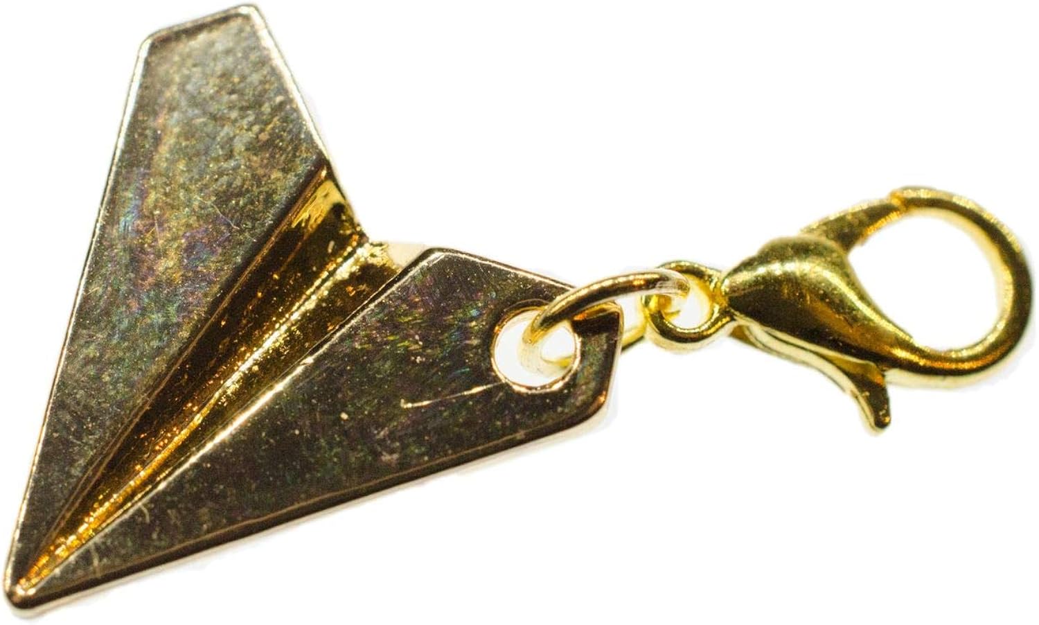 Miniblings Golden Paper Plane Airplane Charm Pendant Zipper Pull Origami Style, Multicolored, 27mm