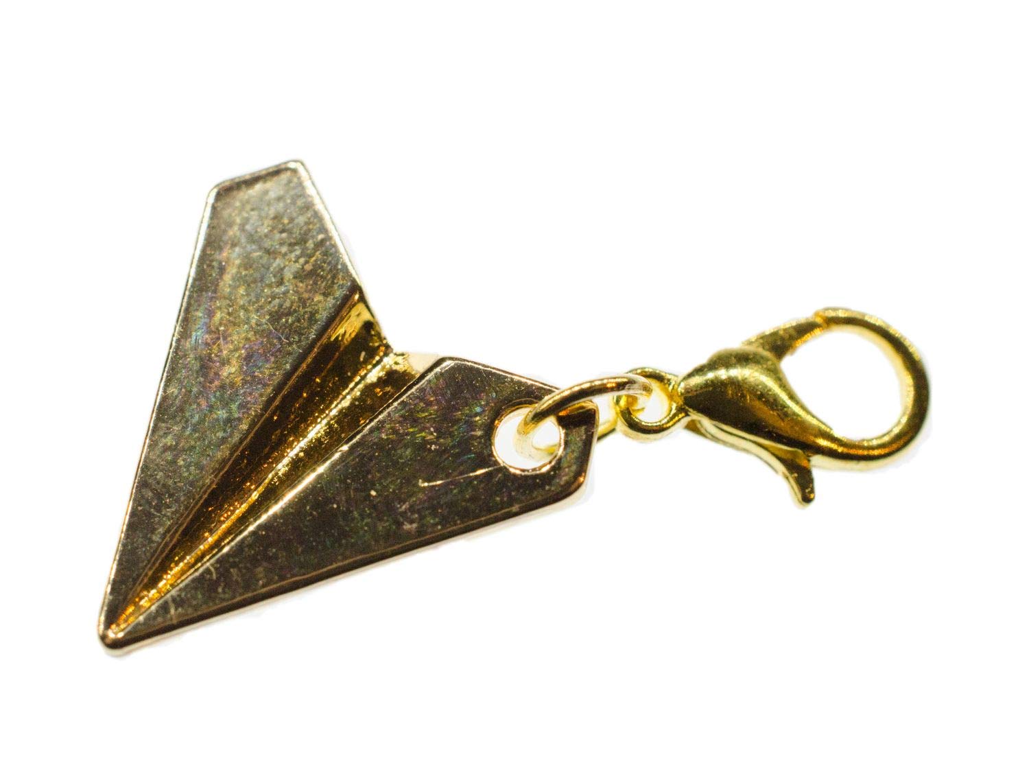 Miniblings Golden Paper Plane Airplane Charm Pendant Zipper Pull Origami Style