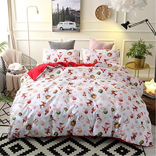 GUEQUITLEX Christmas Duvet Cover Set - Decorative 3 Piece December Print Christmas Santa Bedding Sheet - Ultra-Soft Lightweight Microfiber Bedspreads