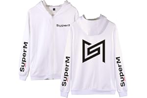 Xkpopfans Kpop SuperM Hoodie Album 'SuperM' Sweatshirt Mark Baekhyun Taemin Zipper Jacket Coat