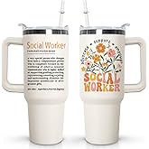 Ceovfoi Social Worker Tumbler with Handle Lid and Straw,40 Oz Social Worker Tumbler Water Bottle Travel Coffee Cup Mug,Social Workerr Gifts for Women