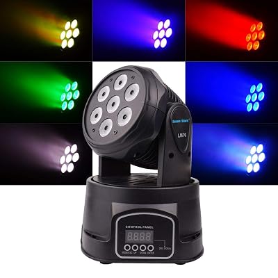 SevenStars 60W Moving Head Light, RGBW DJ Light 916 Channel DMX-512 Spotlight for Bars, Disco, Church, Club, Party