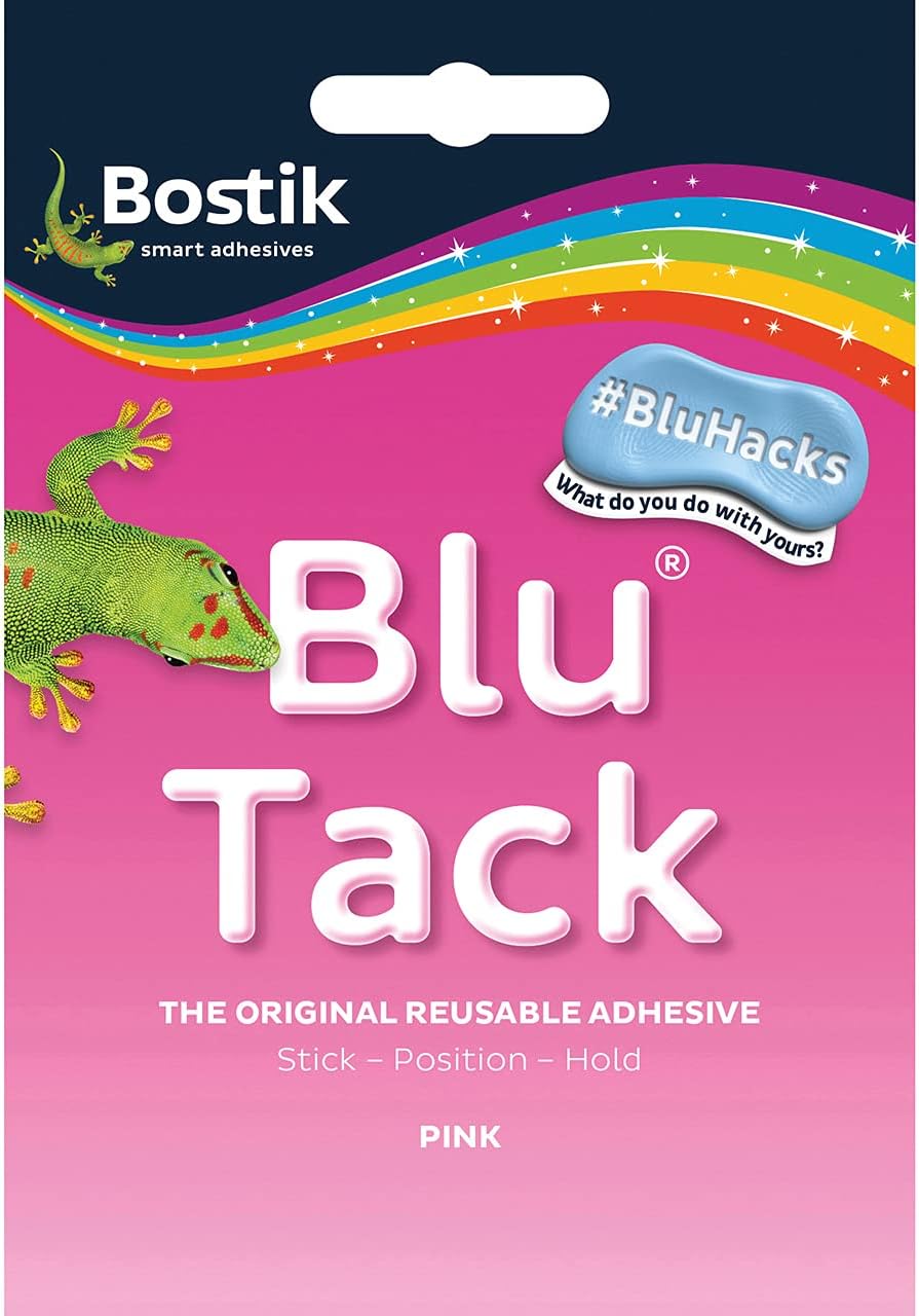 Bostik Blu Tack Pink 60g Non-Toxic Reusable Adhesive Ref 801608 Pack 12