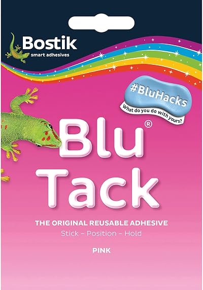 Bostik Blu Tack Pink 60g Non-Toxic Reusable Adhesive Ref 801608 Pack 12