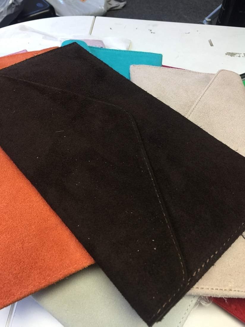 LeahWard Women's Suede Leather Clutch Bag Genuine Leather Wedding Party Clutch Bags (Black) - Image 5