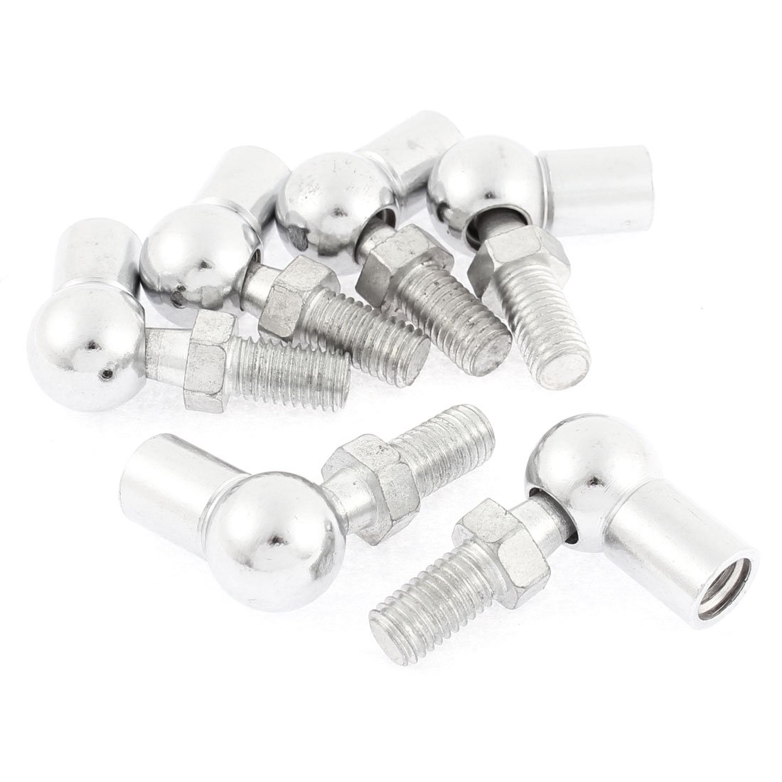 sourcingmap Rod End Ball Bearing with Stud, Right-Hand Female Thread M10x1.5mm and Right-Hand Male Thread M10x1.5mm, L-Shape Ball Socket Endfitting 6pcs