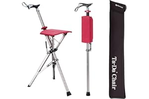 STEP2GOLD Ta-Da Chair, Portable Trekking Hiking Pole, Folding Walking Stick with Seat, Walking Cane with Chair, Foldable Chair, Lightweight Aluminum, Easy Carry and Storage, Anti-Slip