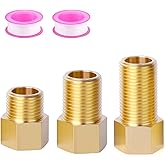 1/2" Brass Pipe Extension Fitting, 1/2" Female to 1/2" Male Pipe Connector Fitting, Brass Hex Bushing Adapter Reducer Adapter