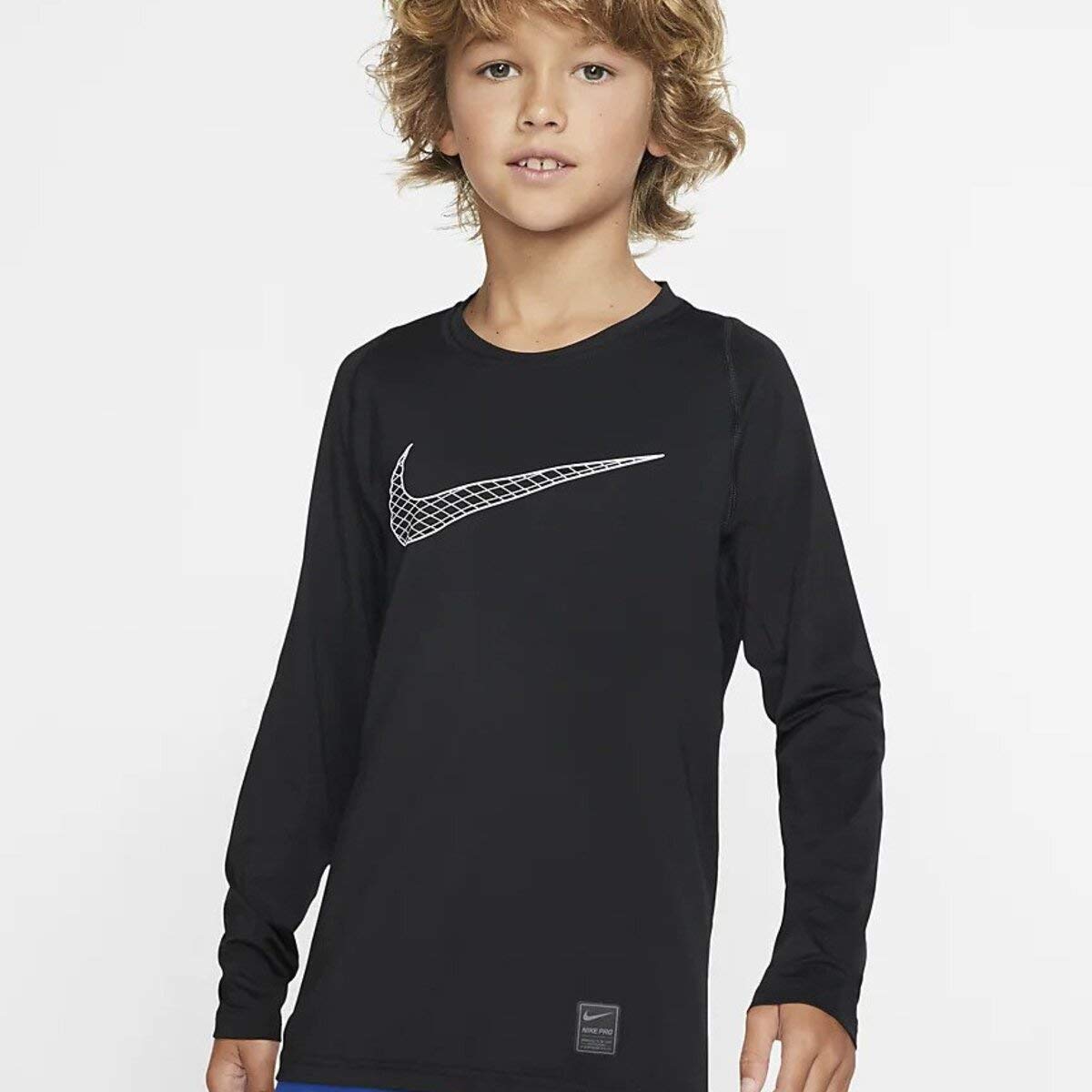 Nike Kids B Np Top Ls Fttd Long Sleeved T-Shirt - Black/(White), X-Small