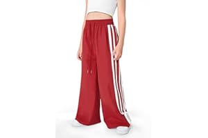 IIMMER Girls Summer Striped Side Fashion Baggy Track Pants Cute Bowknots Y2K Wide Leg Sweatpants 5-14 Years