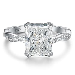 LANKRALOVNA 4CT Radiant Cut Engagement Rings for