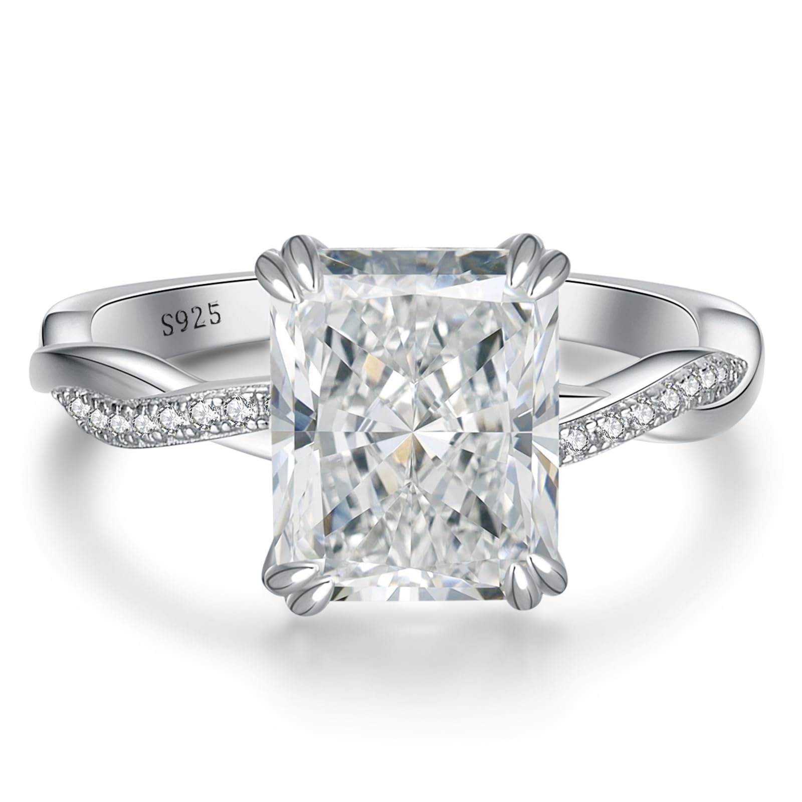 LANKRALOVNA 4CT Radiant Cut Engagement Rings for