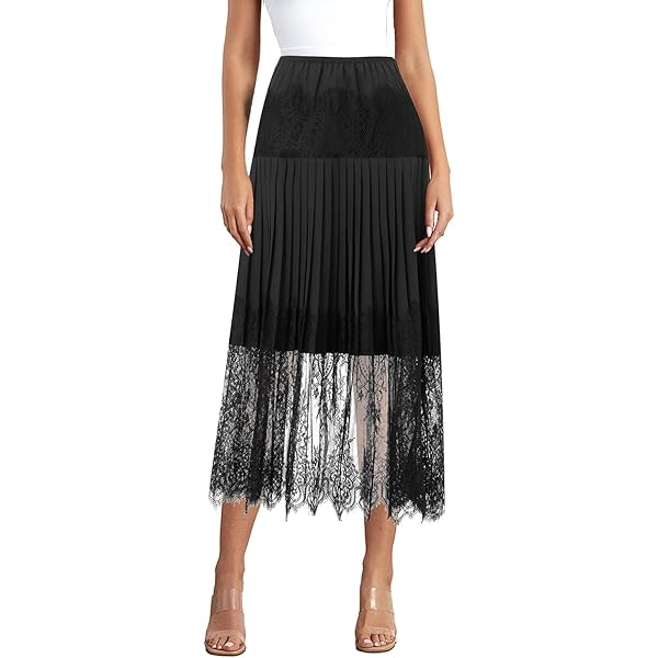 ensswliz Women Lace Skirt Ruffle Mini Skirt Half Slip Low
