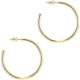 PAVOI 14K Gold Plated Hoop Earrings for Women - 2mm Thick Infinity Hoops - Lightweight Loop Earrings Set