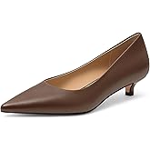 KUOARN Kitten Heels for Women 1.5 Inch Low Heel Pointed Toe Pumps,Closed Toe Comfortable Dress Shoes for Wedding, Work, Office & Party
