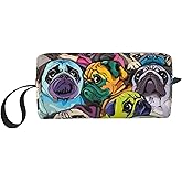 JKJOJIA Pug Dog Funny Makeup Bag Organizer Small Cosmetic Bags Portable Travel Toiletry Bag With Handle Simple Accessories Storage Zipper Pouch For Women Girl