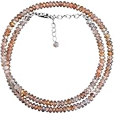 InfinityGemsArt Moonstone Necklace for Women June Birthstone, Natural Gemstone Beads, Dainty Handmade Jewelry, Chakra Energy Healing Crystals, 925 Sterling Silver Chain 18 inch Gifts For Her