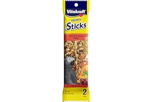 Vitakraft Crunch Sticks Apricot & Cherry Flavor Bird Treat for Parrots (2 Sticks), 5.5 oz (31689)