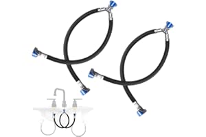 Otoolling 2 Pcs 12 Inch Quick Connect Water Hose Faucet Supply Lines Hot & Cold Water Mixer Line Replacement V-shape Widespread Bathroom Sink Faucet Y Hose with Snap-in Fast Lock Pipe(Black Blue)