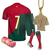 HOMPAY Soccer Jersey Boys,soccer jersey kids sportswear youth football uniforms with socks and necklaces,Cooling Towel.