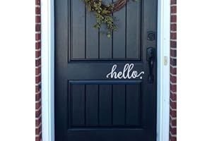 BATTOO Hello Door Decal Door Decals Door Stickers Door Signage Hello Stickers Front Door Decal Entryway Decal Wall Decor(9"X 4",white)