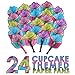 M & M Products Online Girls Birthday Party Supplies: 24 Folding Cupcake Paper Fans for Kids - Variety of Colors & Designs - Perfect for Swimming Pool, Beach, Or Wedding Shower Party Décor & Favors