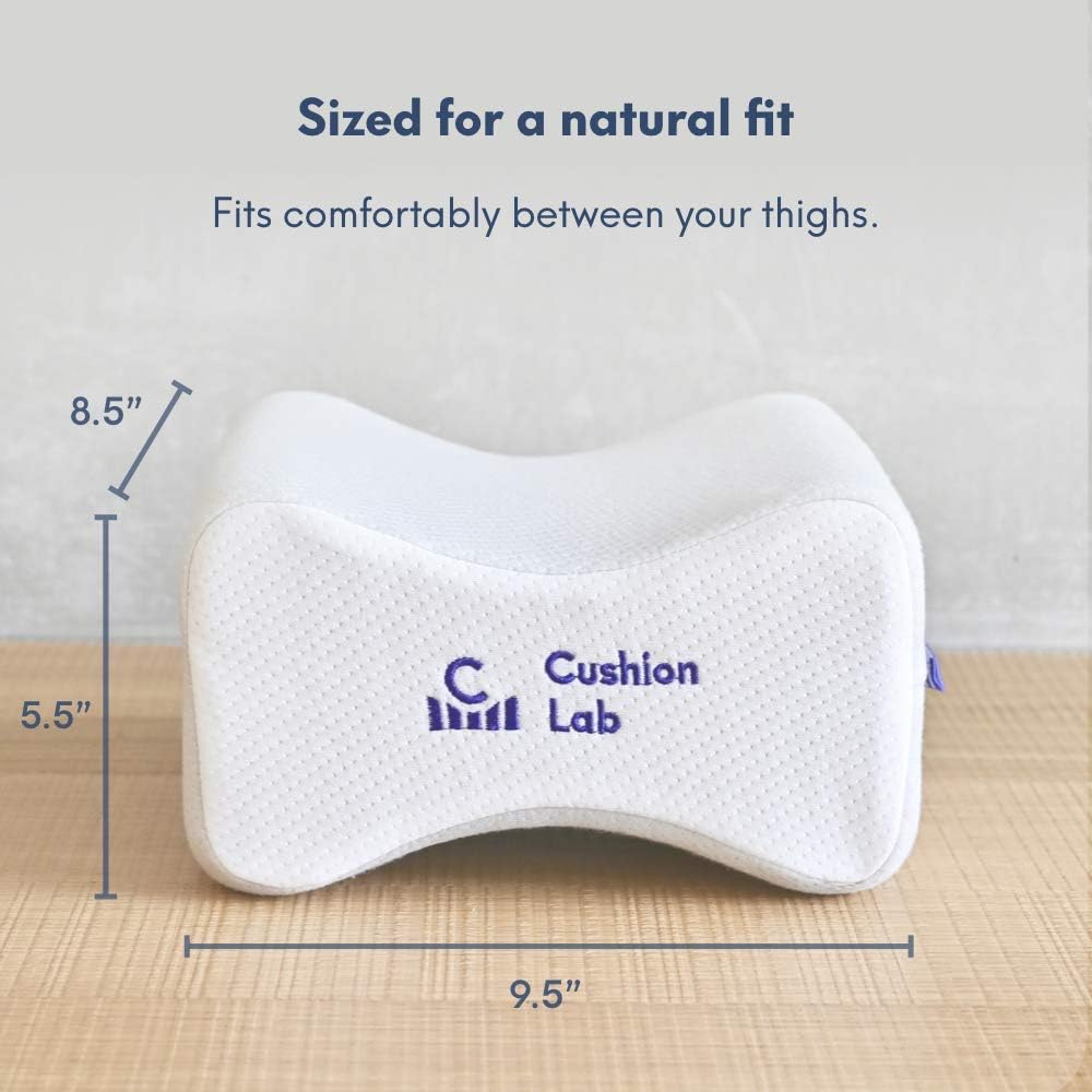 Cushion Lab Extra Dense Orthopedic Knee Pillow for Side Sleepers w/Hypoallergenic Cover - Firm Leg Support for Hip, Pregnancy, Sciatica, Joint, Spine, Back Pain Relief - Memory Foam Contour Wedge: Home & Kitchen
