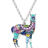BONSNY Zinc Enamel Alloy South America Floral Alpaca Necklace Chain Pendant Jewelry For Women Charms Gifts